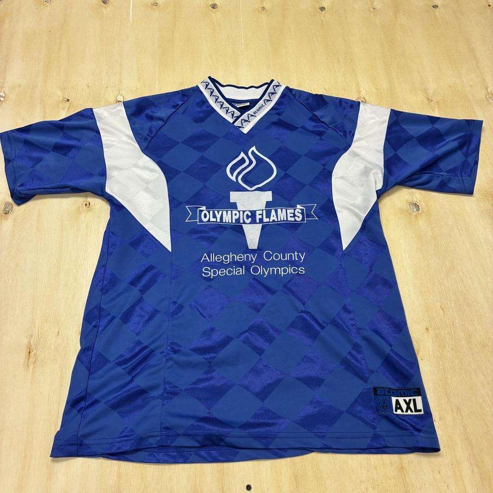 Allegheny Special Olympics Olympic Flames Jersey Mens XL Blue Soccer Atomic